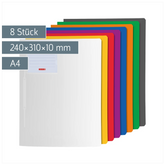 Schnellhefter „Basic“ FACT!pp | A4, Füllhöhe: 10 mm, sortiert, 8 Stück