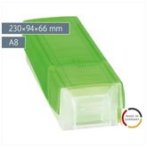 Karteikasten „Twin Boxx“ gefüllt | 230×94×66 mm, A8, maigrün