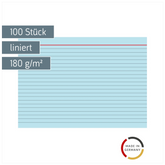 Karteikarten | A5, liniert, blau, 100 Stück