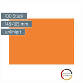 Karteikarten | 148×105 mm, A6, unliniert, orange, 100 Stück