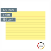 Karteikarten | A6, liniert, gelb, 100 Stück