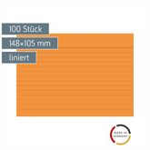 Karteikarten | 148×105 mm, A6, liniert, orange, 100 Stück