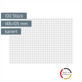 Karteikarten | 148×105 mm, A6, 5 mm kariert, weiß, 100 Stück