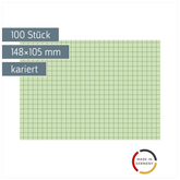 Karteikarten | 148×105 mm, A6, 5 mm kariert, grün, 100 Stück