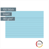 Karteikarten | A7, liniert, blau, 100 Stück