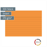 Karteikarten | A7, liniert, orange, 100 Stück