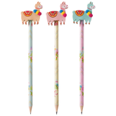 Bleistift mit Radiergummi „Lama“ | HB, rund, sortiert