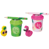 Dosenspitzer mit Bleistift und Radierer „Tropical“ | sortiert