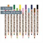 Dicke Buntstifte-Set Safari World | Dreikantform, mehrfarbig, 12 Stück