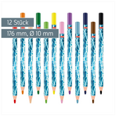 Dicke Buntstifte-Set Ninja Power | Dreikantform, petrol, 12 Stück