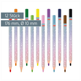 Dicke Buntstifte-Set Magic Butterfly | Dreikantform, rosarot/lila, 12 Stück