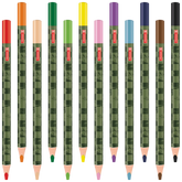 Dicke Buntstifte-Set Fast Wheels | Dreikantform, grün/mehrfarbig, 12 Stück