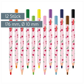 Dicke Buntstifte-Set Fruity Love | Dreikantform, rosa/rot, 12 Stück