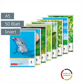 Schulblock gelocht | A5, Lineatur 4, 50 Blatt, sortiert