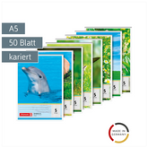 Schulblock gelocht | A5, Lineatur 5, 50 Blatt, sortiert