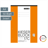 KIESER-Block gelocht | A4, Lineatur 21, 50 Blatt, mehrfarbig