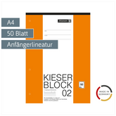 KIESER-Block gelocht | A4, Lineatur 2, 50 Blatt, mehrfarbig