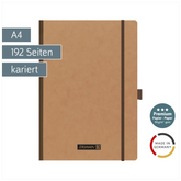 Notizbuch Premium FACT!plus Kladde | A4, kariert, Gummizugverschluss, braun