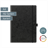 Notizbuch Premium FACT!plus Kladde | A4, kariert, Gummizugverschluss, schwarz