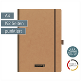 Notizbuch Premium FACT!plus Kladde | A4, punktiert, Gummizugverschluss, braun