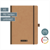 Notizbuch Premium FACT!plus Kladde | A5, unliniert, Gummizugverschluss, braun
