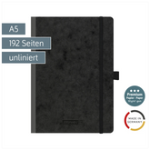 Notizbuch Premium FACT!plus Kladde | A5, unliniert, Gummizugverschluss, schwarz