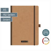 Notizbuch Premium FACT!plus Kladde | A5, liniert, Gummizugverschluss, braun