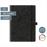 Notizbuch Premium FACT!plus Kladde | A5, liniert, Gummizugverschluss, schwarz