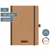 Notizbuch Premium FACT!plus Kladde | A5, kariert, Gummizugverschluss, braun