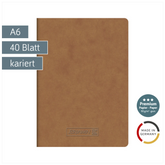 Heft Premium FACT!plus | A6, kariert, 40 Blatt, braun