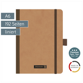 Notizbuch Premium FACT!plus Kladde | A6, liniert, Gummizugverschluss, braun