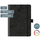 Notizbuch Premium FACT!plus Kladde | A6, punktiert, Gummizugverschluss, schwarz