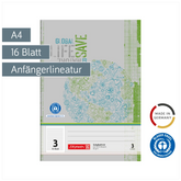 Schulheft Recycling | A4, Lineatur 3, 16 Blatt, grün/grau