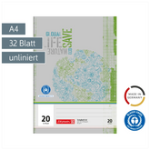 Schulheft Recycling | A4, Lineatur 20, 32 Blatt, grün/grau