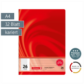 Schulheft Premium Vivendi | A4, Lineatur 26, 32 Blatt, rot