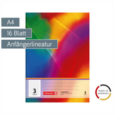 Schulheft | A4, Lineatur 3, 16 Blatt, mehrfarbig