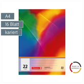 Schulheft | A4, Lineatur 22, 16 Blatt, mehrfarbig