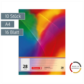 Schulhefte | A4, Lineatur 28, 16 Blatt, mehrfarbig, 10 Stück