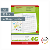 Geschichtenheft | A4, Lineatur 4G, 16 Blatt, grün