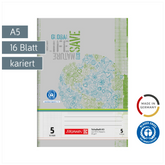 Schulheft Recycling | A5, Lineatur 5, 16 Blatt, grün/grau