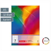 Schulheft | A5, Lineatur 7, 32 Blatt, mehrfarbig