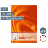 Schulheft Premium Vivendi | A5, Lineatur 1, 16 Blatt, orange