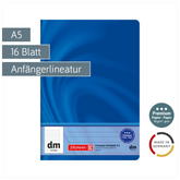 Schulheft Premium Vivendi | A5, Lineatur dm, 16 Blatt, blau