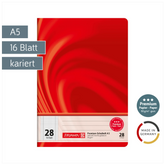 Schulheft Premium Vivendi | A5, Lineatur 28, 16 Blatt, rot