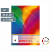 Schulheft | A5, Lineatur 6, 16 Blatt, mehrfarbig