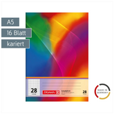 Schulheft | A5, Lineatur 28, 16 Blatt, mehrfarbig