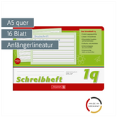 Schreibheft | A5 quer, Lineatur 1q, 16 Blatt, grün