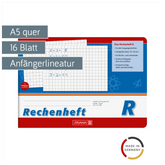 Rechenheft | A5 quer, Lineatur R, 16 Blatt, blau