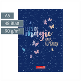 Hausaufgabenheft Magic Butterfly | A5, 48 Blatt, rosarot/lila