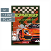 Hausaufgabenheft Fast Wheels | A5, 48 Blatt, grün/mehrfarbig